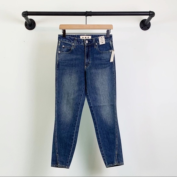 NWT Anthropologie Amo Mid Rise Twist Ankle Dark Wash Skinny Jeans - Picture 5 of 9